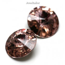 NEW! 2 Swarovski Crystal (1122) Vintage Rose Gold Foiled Rivoli Stones 12mm ~ Ideal For Frames & Embellishments 